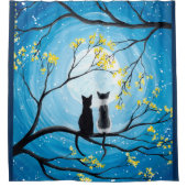 Whimsical Moon met katten Douchegordijn (Voorkant)
