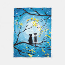 Whimsical Moon met katten Fleece Deken