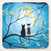 Whimsical Moon met katten Kartonnen Onderzetters (Voorkant)