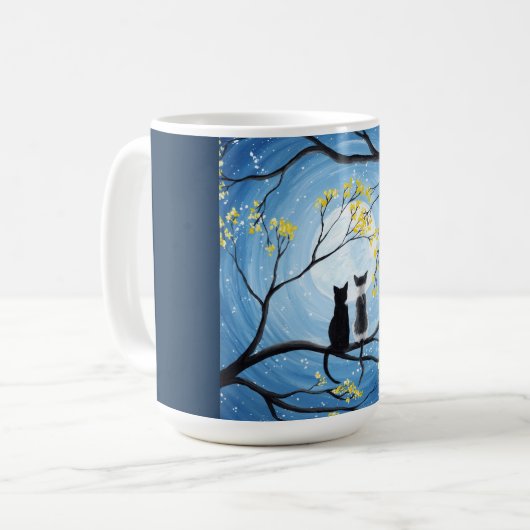 Whimsical Moon met katten Koffiemok (Voorkant links)