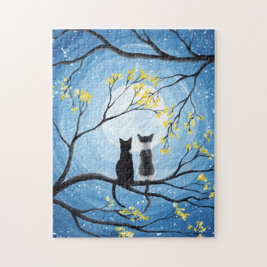 Whimsical Moon met katten Legpuzzel (Verticaal)