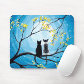 Whimsical Moon met katten Muismat (Met muis)