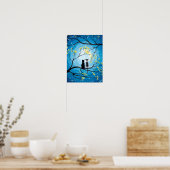 Whimsical Moon met katten Poster (Keuken)