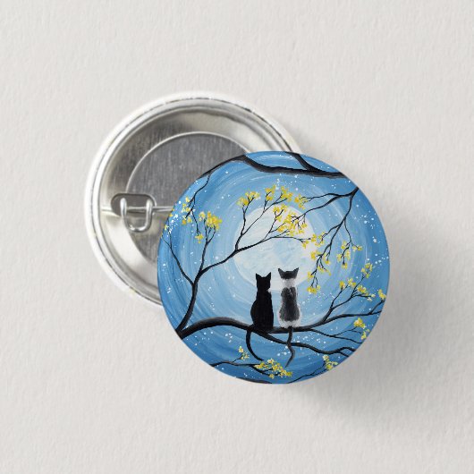 Whimsical Moon met katten Ronde Button 3,2 Cm (Voorkant /achterkant)