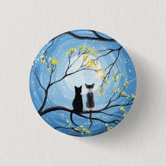 Whimsical Moon met katten Ronde Button 3,2 Cm (Voorkant)