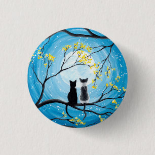 Whimsical Moon met katten Ronde Button 3,2 Cm