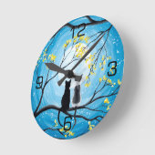 Whimsical Moon met katten Ronde Klok (Hoek)