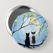 Whimsical Moon met Katten schilderen Ronde Button 4,0 Cm (Voorkant /achterkant)