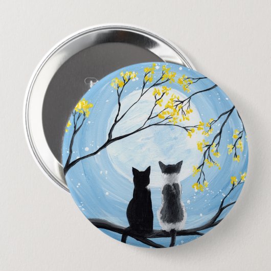Whimsical Moon met Katten schilderen Ronde Button 4,0 Cm (Voorkant /achterkant)