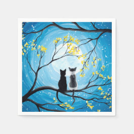 Whimsical Moon met katten Servetten