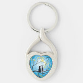 Whimsical Moon met katten Sleutelhanger (Voorkant)
