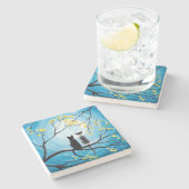 Whimsical Moon met katten Stenen Onderzetter (Zijkant)