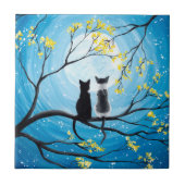 Whimsical Moon met katten Tegeltje (Voorkant)