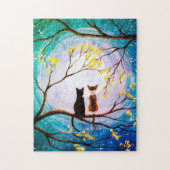 Whimsical Moon met Kattenkunst Legpuzzel (Verticaal)
