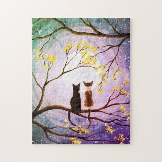 Whimsical Moon met Kattenkunst Legpuzzel (Verticaal)