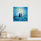 Whimsical Moon met Poster Cats Print (Keuken)