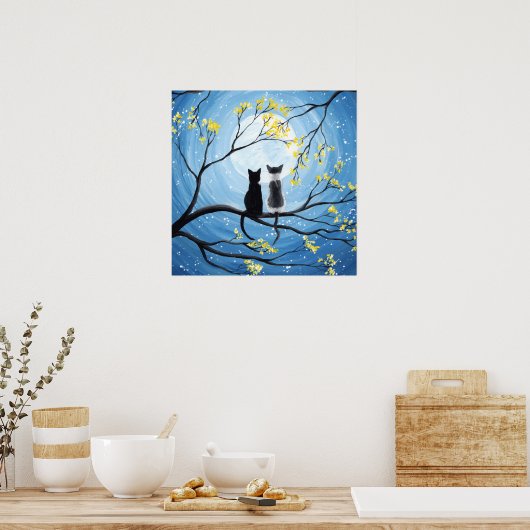 Whimsical Moon met Poster Cats Print (Keuken)