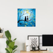 Whimsical Moon met Poster Cats Print (Thuiskantoor)