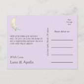 Whimsical Moon Paars Dank u Briefkaart (Achterkant)