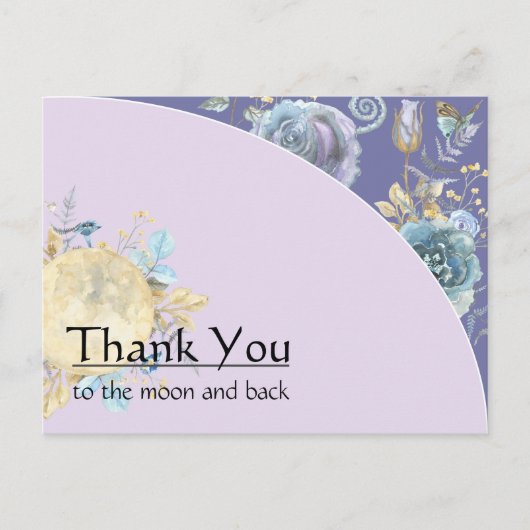 Whimsical Moon Paars Dank u Briefkaart (Voorkant)