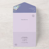 Whimsical Moon Paars Wedding All In One Uitnodiging (Buitenkant)