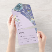 Whimsical Moon Paars Wedding All In One Uitnodiging (Afscheurbaar)