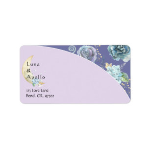 Whimsical Moon Paars Wedding Return Label