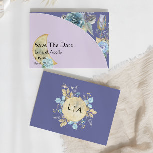 Whimsical Moon Paars Wedding Save The Date