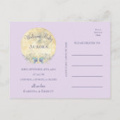 Whimsical Moon Paarse foto geboorteaankondiging Aankondigingskaart (Achterkant)