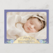 Whimsical Moon Paarse foto geboorteaankondiging Aankondigingskaart (Voorkant)