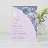 Whimsical Moon Paarse genderneutraal Baby shower Kaart (Staand voorkant)