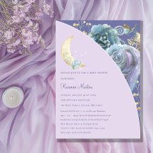 Whimsical Moon Paarse genderneutraal Baby shower