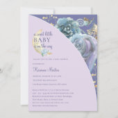 Whimsical Moon Paarse Sweet Little Baby shower Kaart (Voorkant)