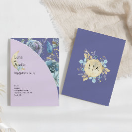 Whimsical Moon Paarse Verlovingsfeest Kaart