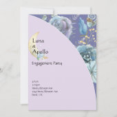 Whimsical Moon Paarse Verlovingsfeest Kaart (Voorkant)