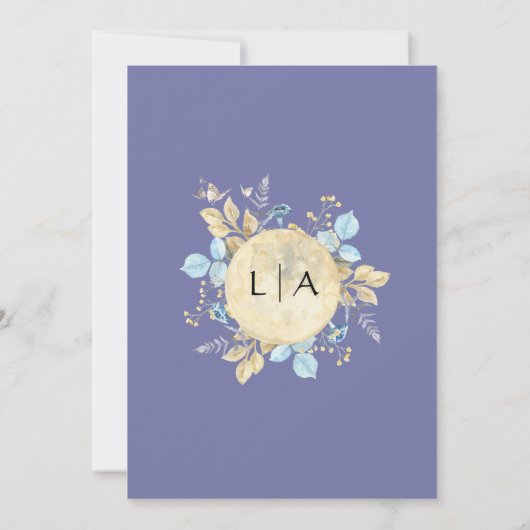 Whimsical Moon Paarse Verlovingsfeest Kaart (Achterkant)