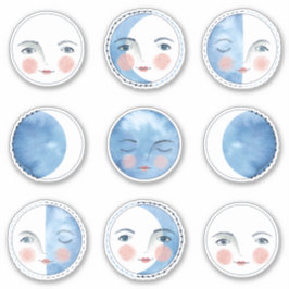 Whimsical Moon Phases Sticker Pack
