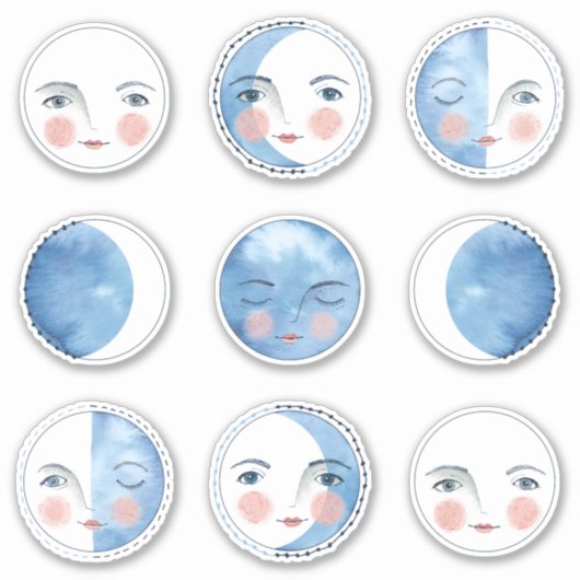 Whimsical Moon Phases Sticker Pack (Voorkant)