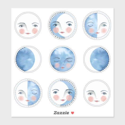 Whimsical Moon Phases Sticker Pack (Vel)