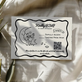 Whimsical Moon RSVP Response Card Kaartje