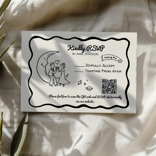 Whimsical Moon RSVP Response Card Kaartje