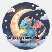 Whimsical Moon & Star Creature Ronde Sticker (Voorkant)