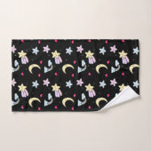 Whimsical Moon, Stars and Clouds Pattern on Black Bad Handdoek (Handdoek)