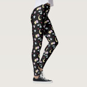 Whimsical Moon, Stars and Clouds Pattern on Black Leggings (Rechts)