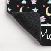 Whimsical Moon, Stars and Clouds Pattern on Black Muismat (Hoek)