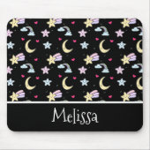 Whimsical Moon, Stars and Clouds Pattern on Black Muismat (Voorkant)