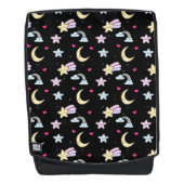 Whimsical Moon, Stars and Clouds Pattern on Black Rugtassen (Voorkant)