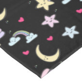Whimsical Moon, Stars and Clouds Pattern on Black Tafelkleed (Gekanteld)