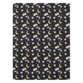 Whimsical Moon, Stars and Clouds Pattern on Black Tafelkleed (Voorkant)