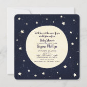 Whimsical Moon & Stars Celestial Blue Baby shower Kaart (Achterkant)